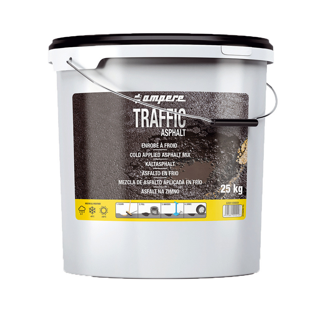 Enrobé à froid Ampere Traffic Asphalt noir, seau 25 kg