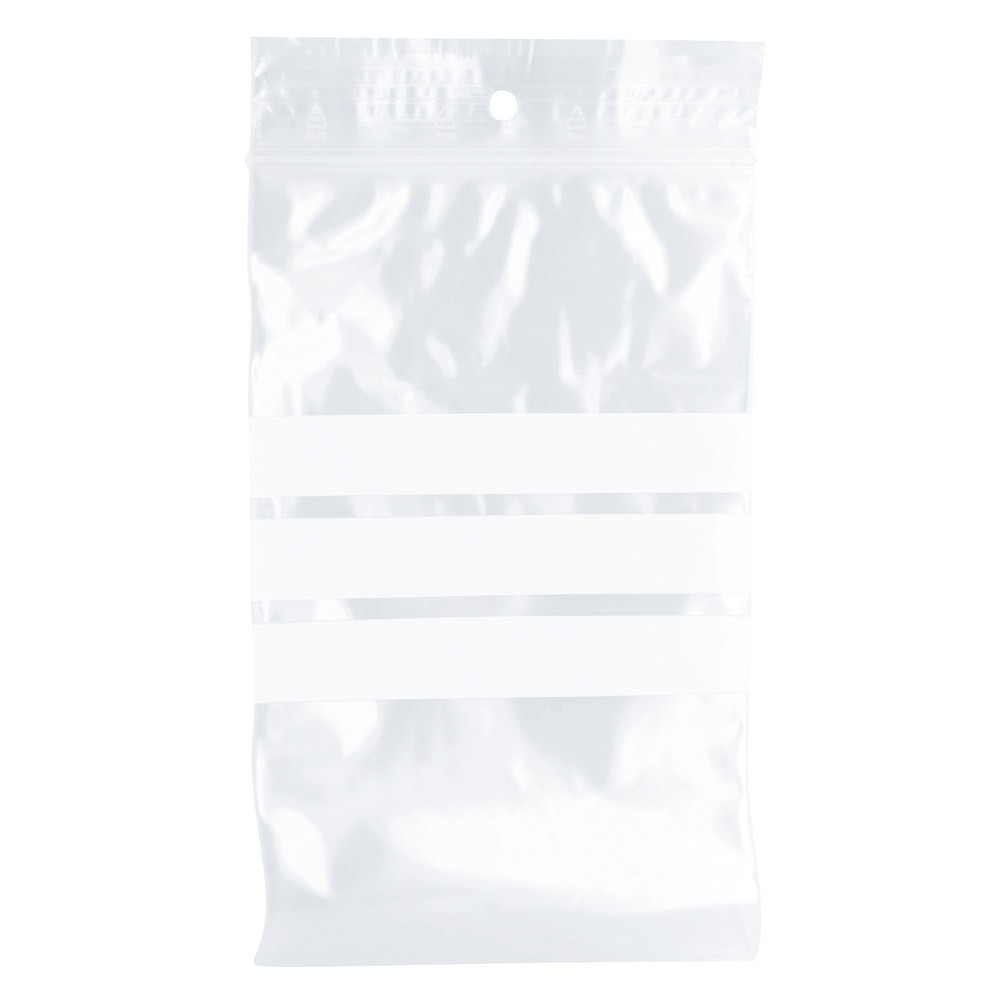1000 sachets à fermeture zip avec bande d'écriture, épaisseur 50 microns, 10 x 15 cm