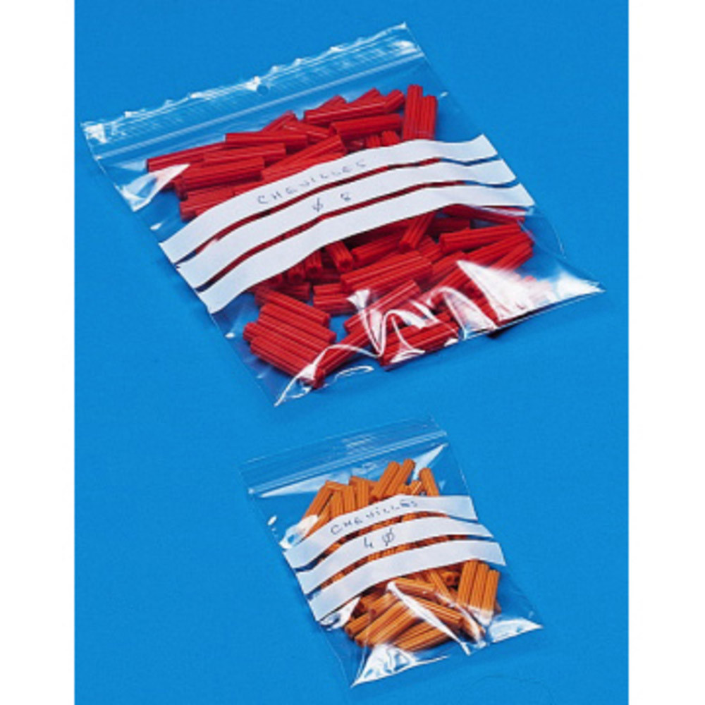 1000 sachets à fermeture zip avec bande d'écriture, épaisseur 50 microns, 12 x 18 cm