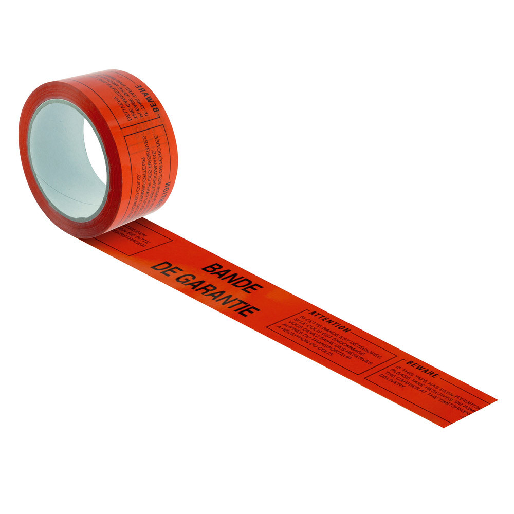 6 rubans adhésifs polypropylène bande de garantie rouge 50 mm x 66 m