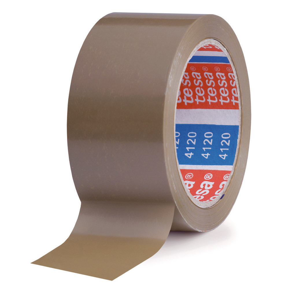 Ruban adhésif d'emballage PVC Tesa 4120, 50 mm x 100 m, Havane
