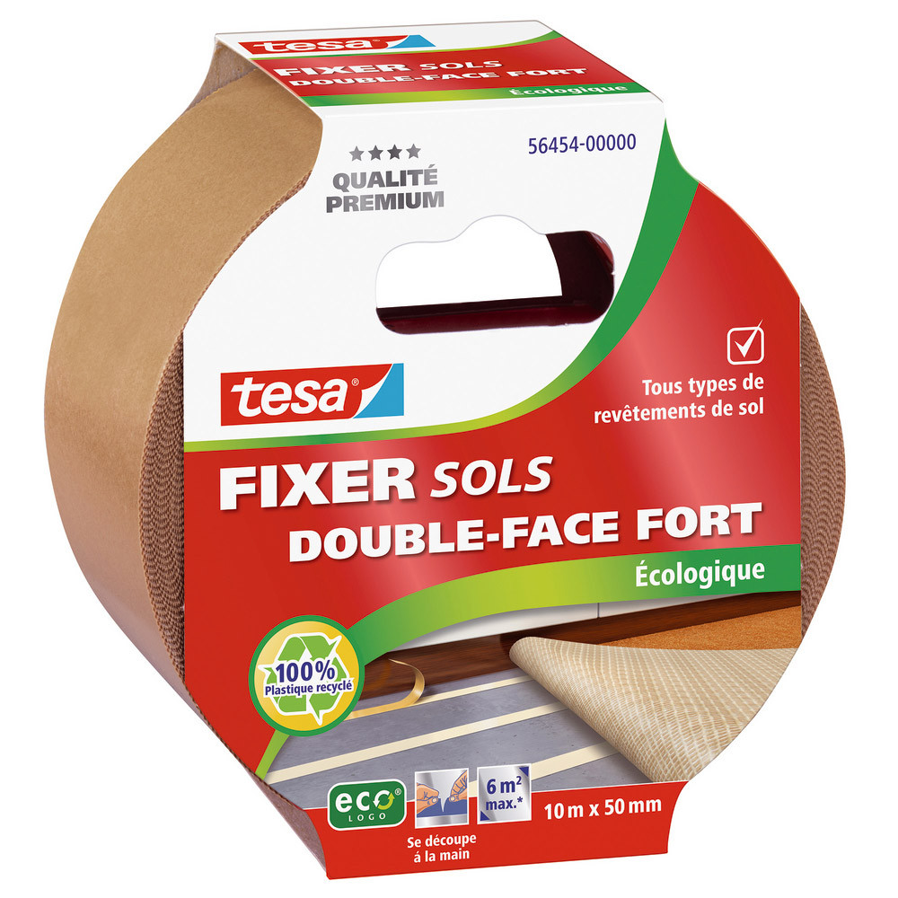 Ruban adhésif double-face Tesa Fixer sols Ecologique, 50 mm x 10 m