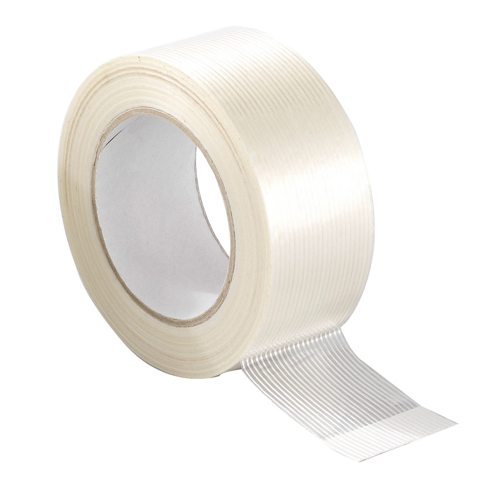 Rubans adhésifs armés 50 mm x 50 m, coloris blanc, lot de 18