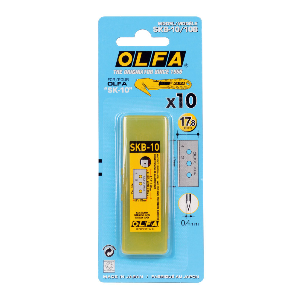 Etui de lames Olfa pour Coupe film feuillard SK10, 10 lames.