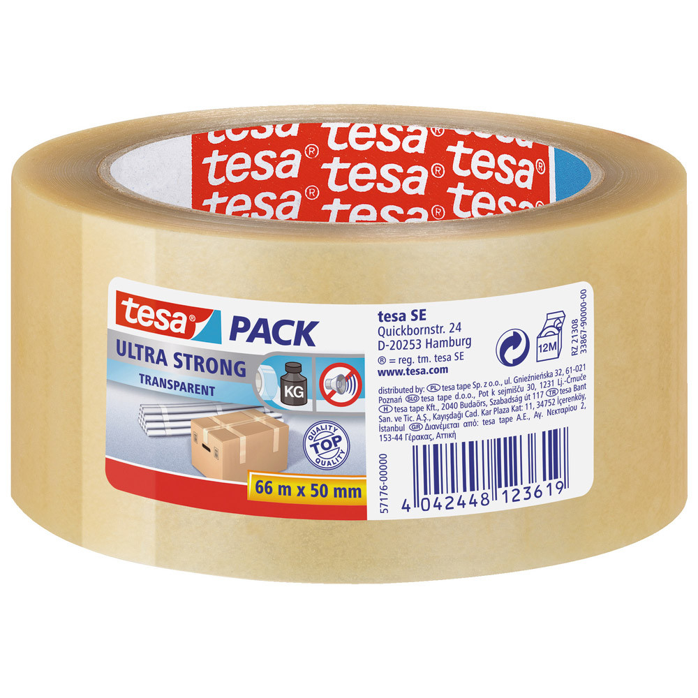 6 rubans adhésifs Tesa PVC 57177 Transparent 50 mm x 66 m