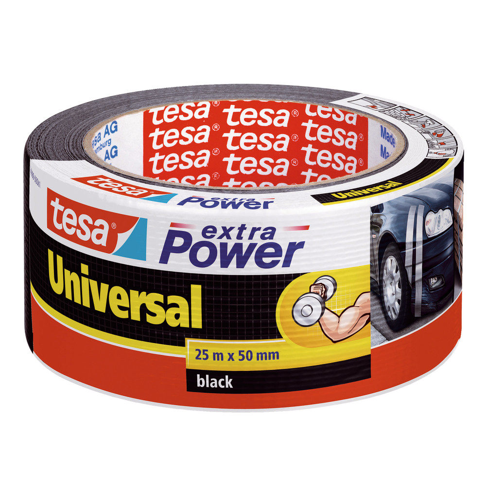 1 rouleau adhésif de réparation Extra Power universel Tesa 50 mm x 25 m noir