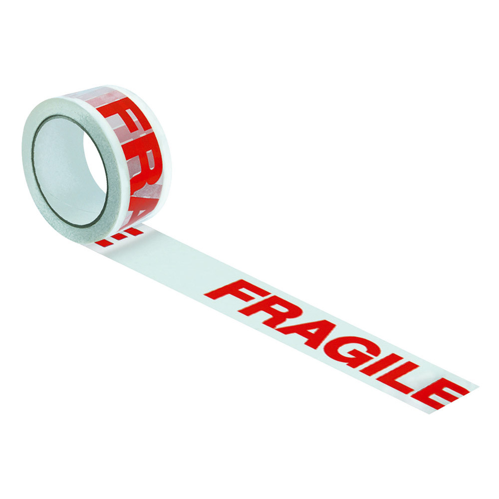 6 rubans adhésifs de signalisation des colis « Fragile », 50 mm x 100 m