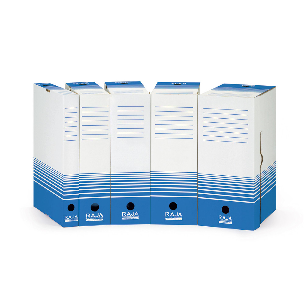 25 boites archives Raja dos 18 cm coloris bleu, le lot