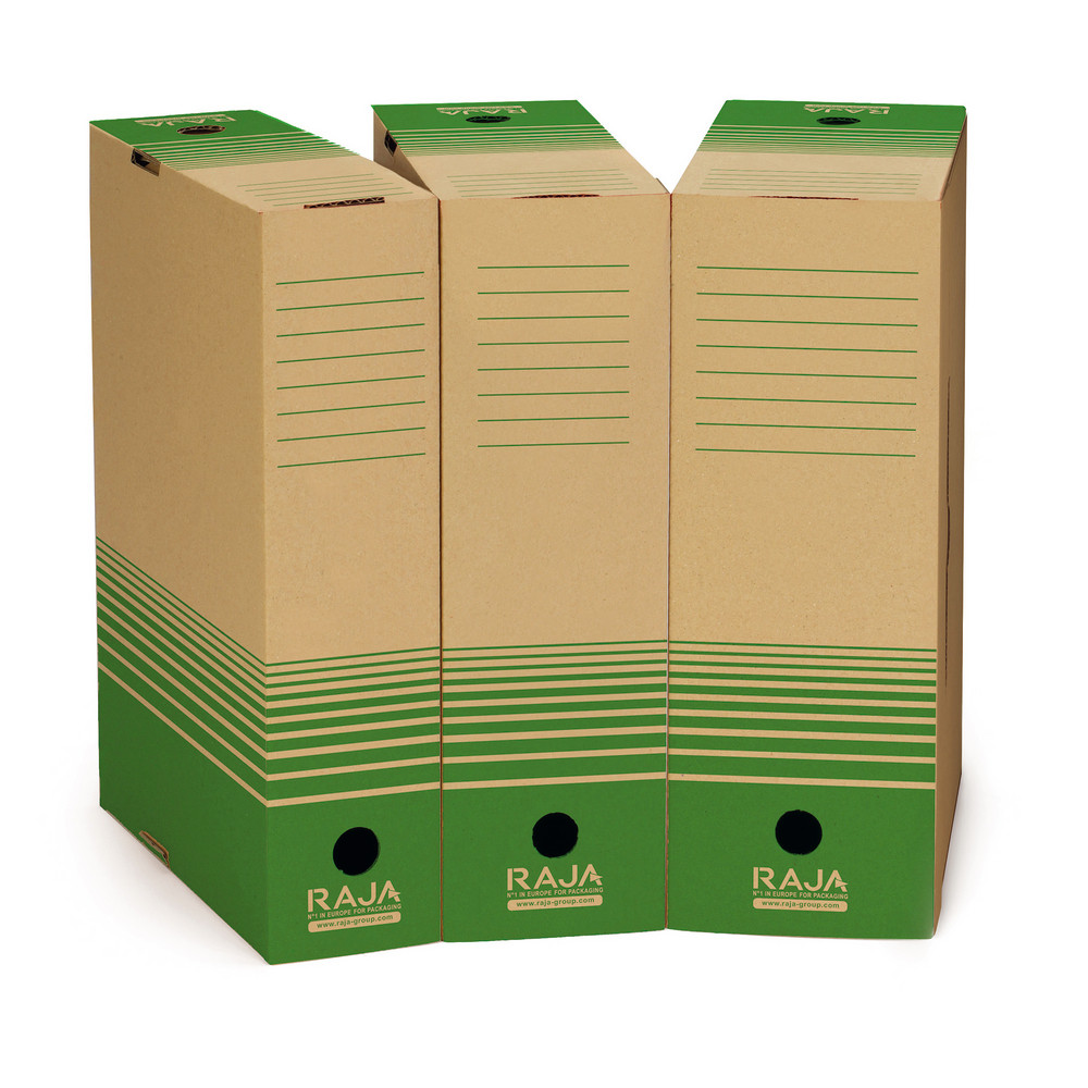 25 boites archives 100 % recyclées Raja dos 8 cm coloris brun, le lot