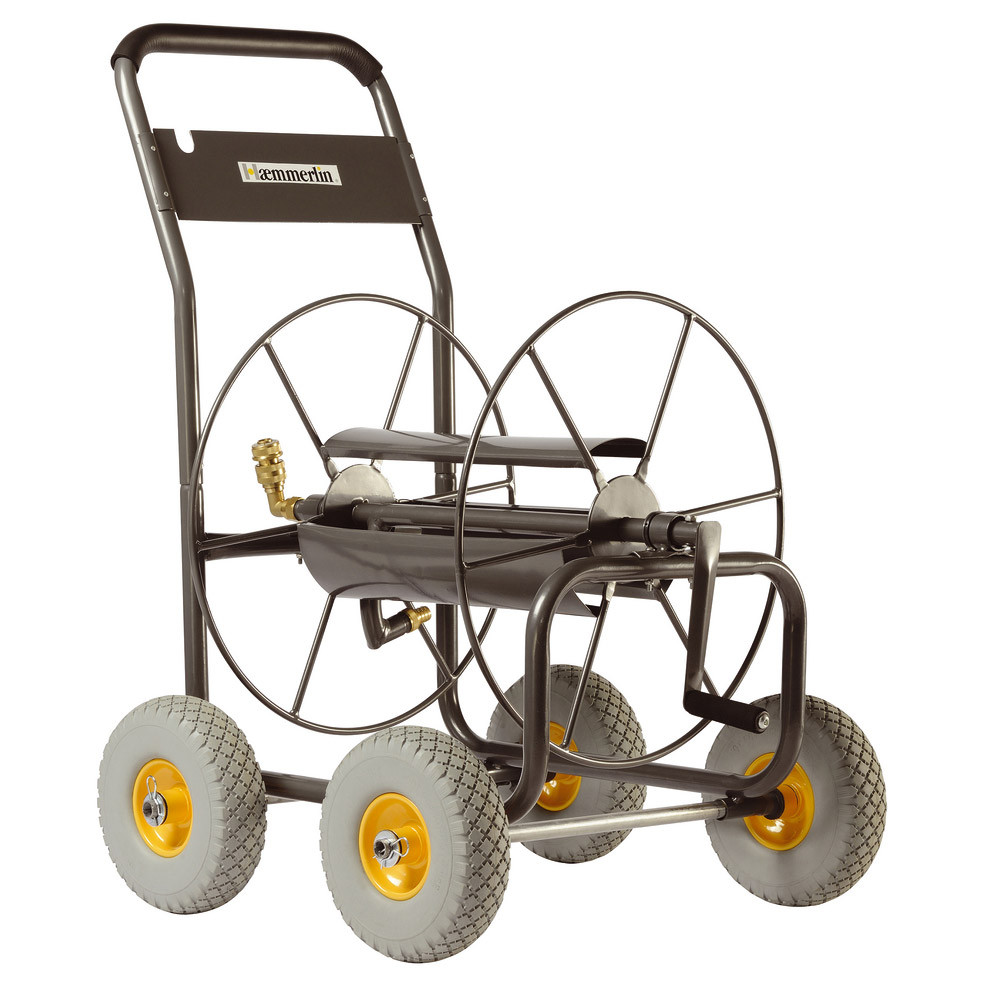 Dévidoir professionnel 4 roues pour tuyau d'arrosage 110m.