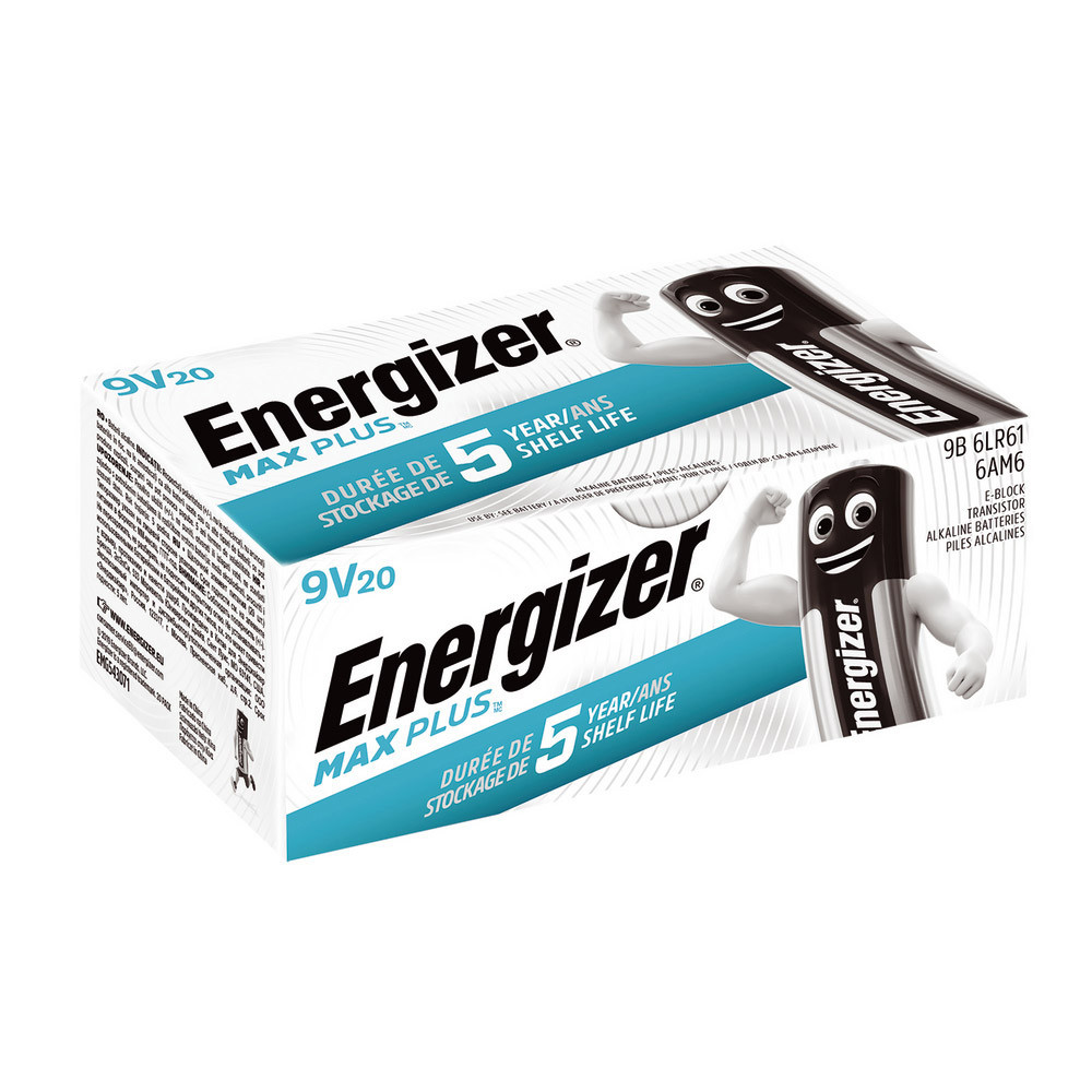 Piles Energizer Max Plus Business 9V, lot de 20 piles