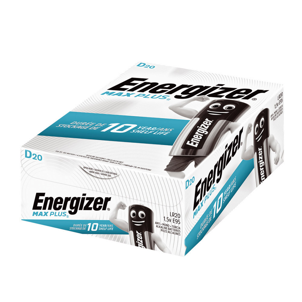 Piles Energizer Max Plus Business D, lot de 20 piles