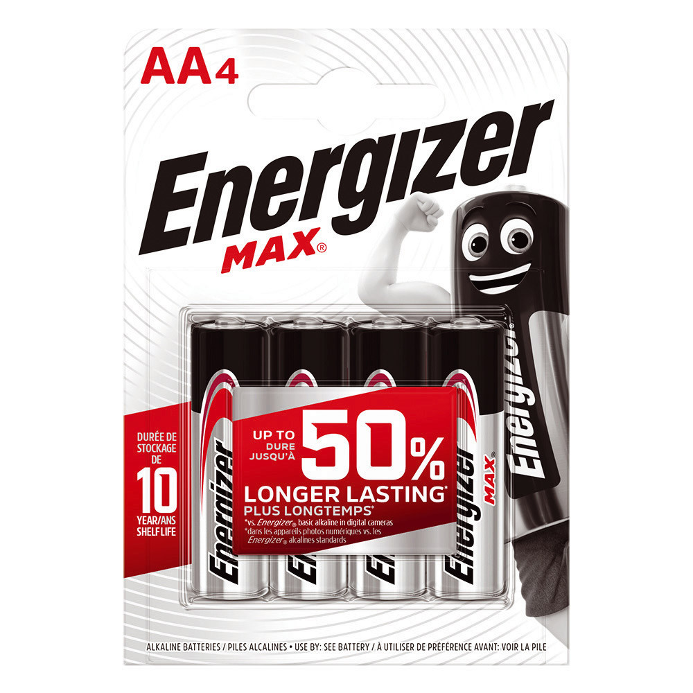 4 piles alcalines Energizer Max LR 06 - type AA