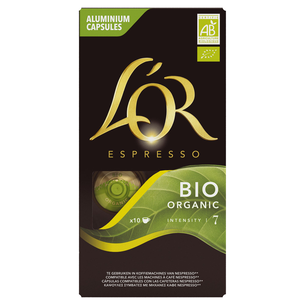 Café L'OR Espresso Bio Organic intensité 7, boite de 10 capsules