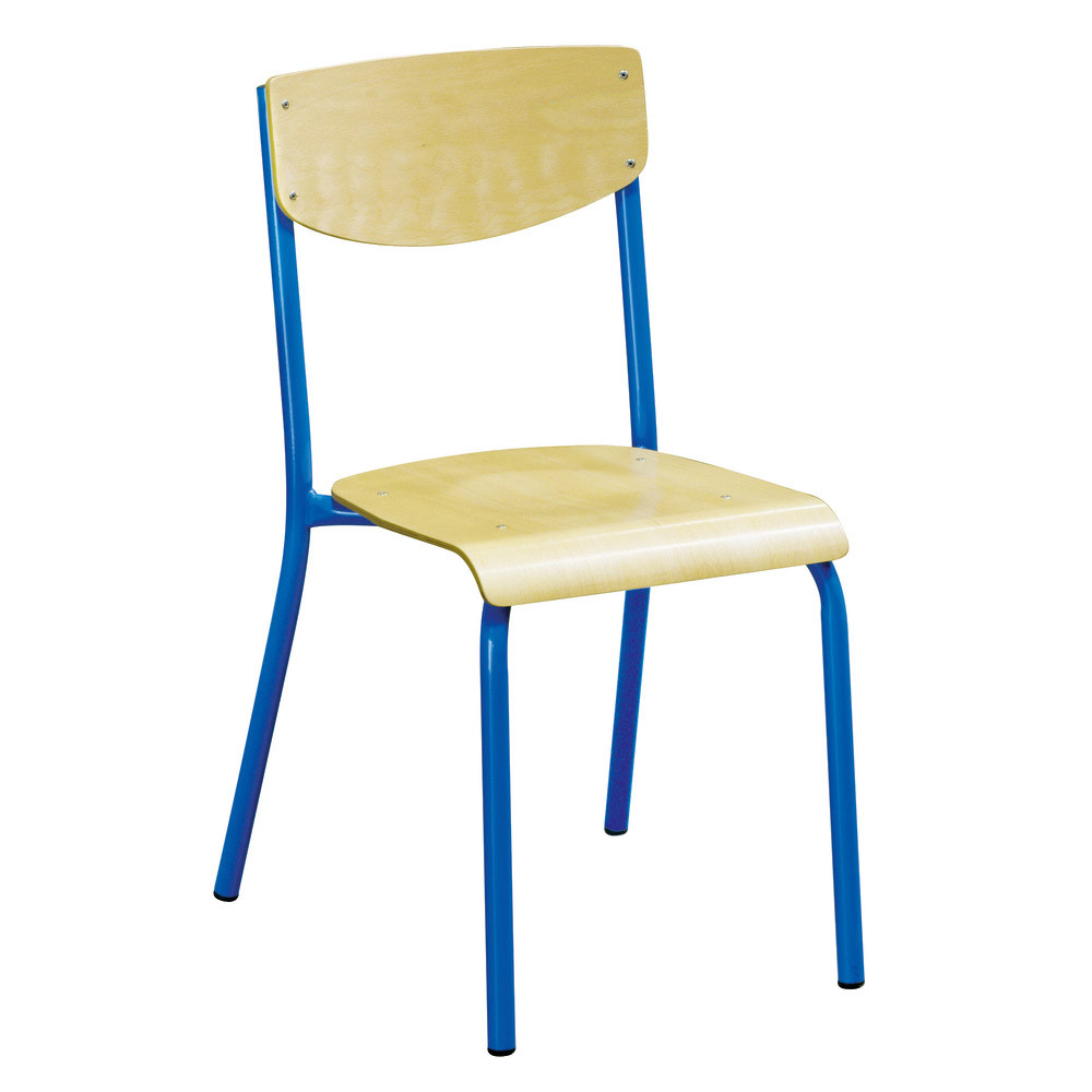 4 chaises scolaires pieds bleus