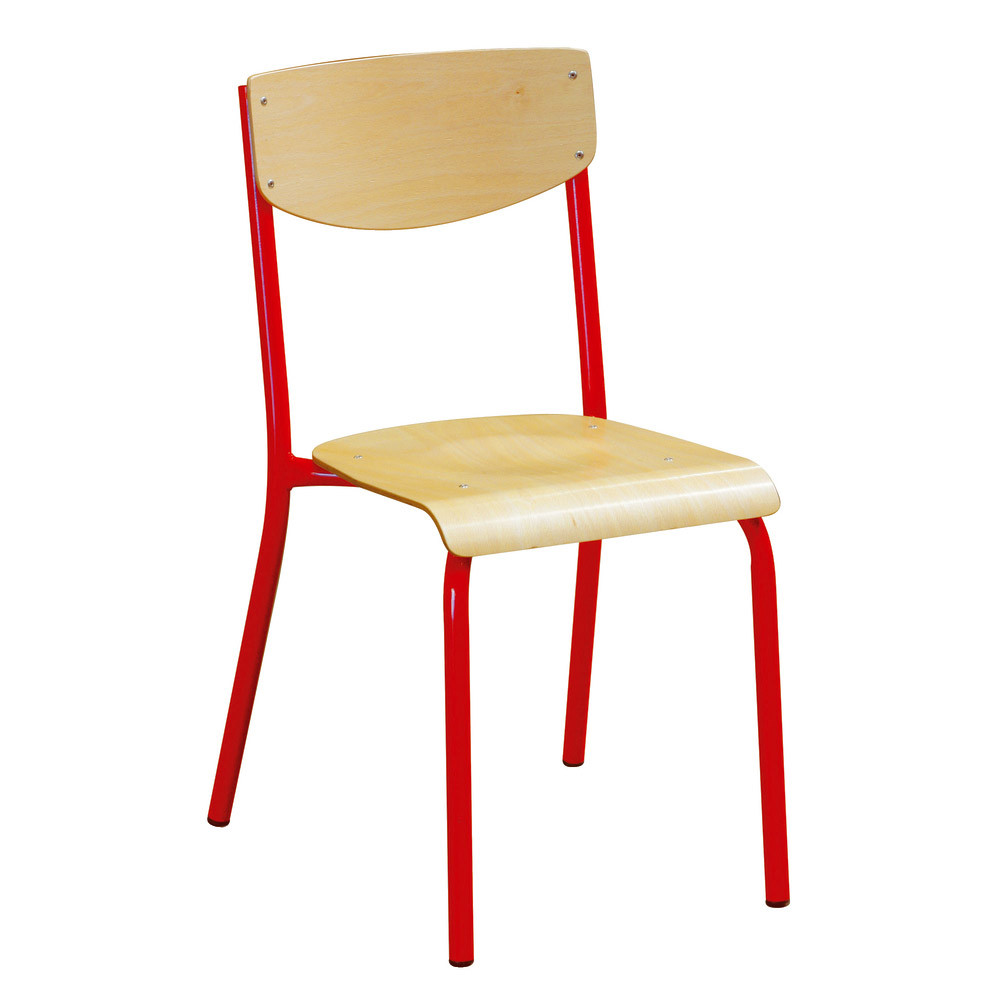 4 chaises scolaires pieds rouges