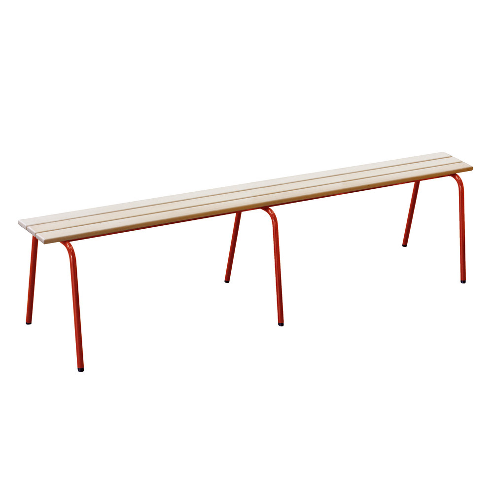 Banc scolaire sans dossier 200 cm pieds rouges