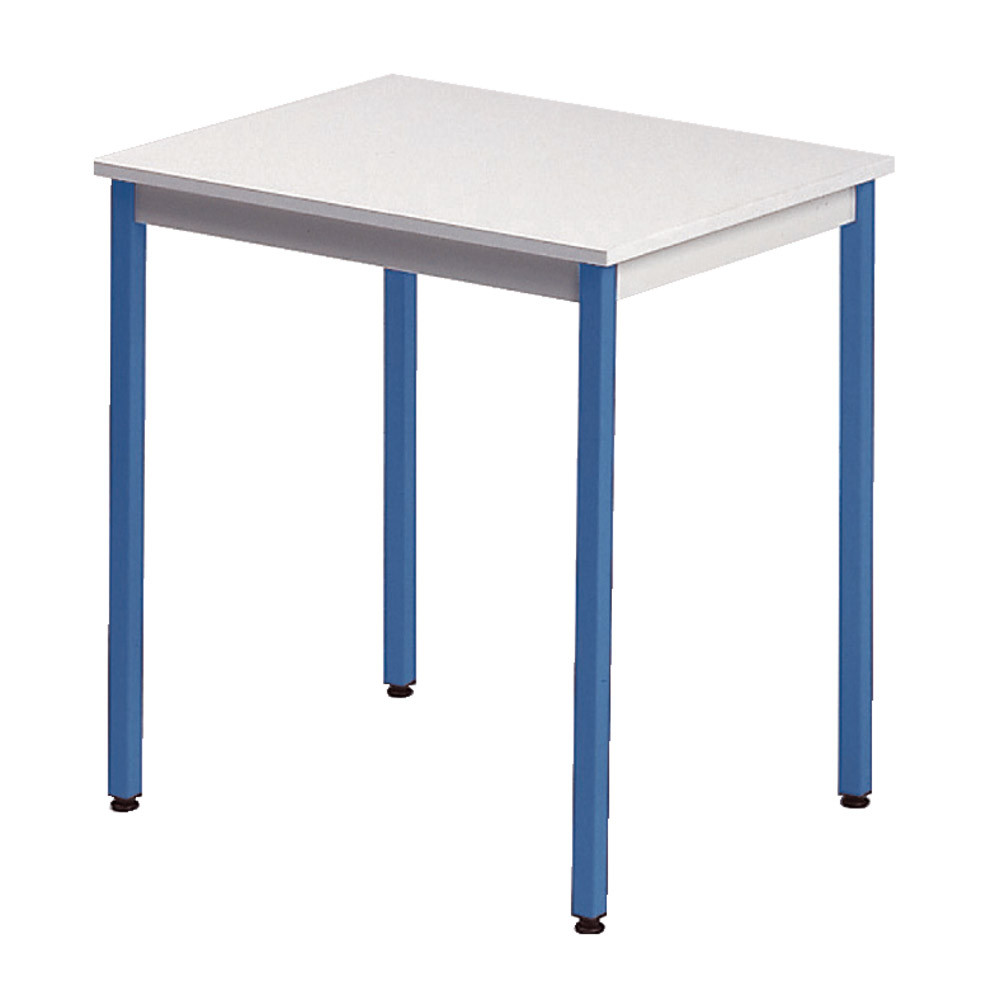 Table rectangulaire 70 x 60 cm plateau gris / pieds bleus