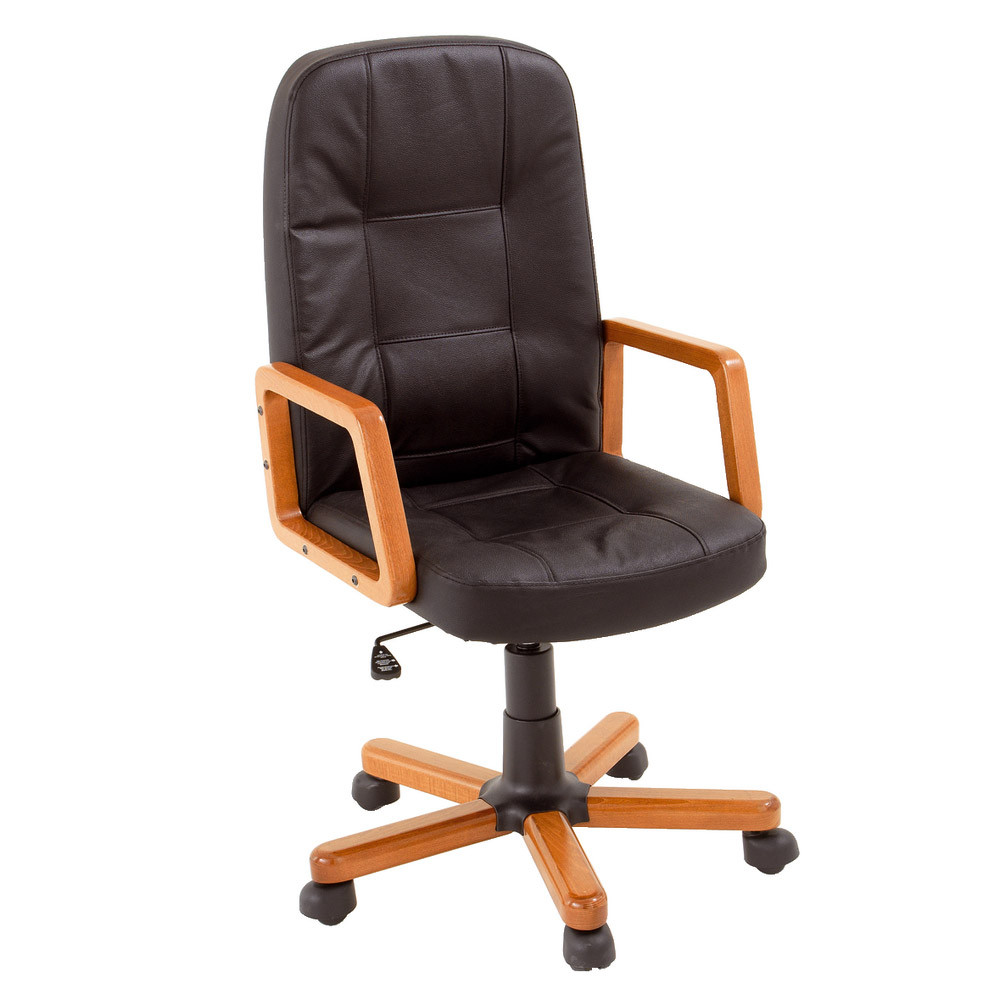 Fauteuil budget cuir & bois