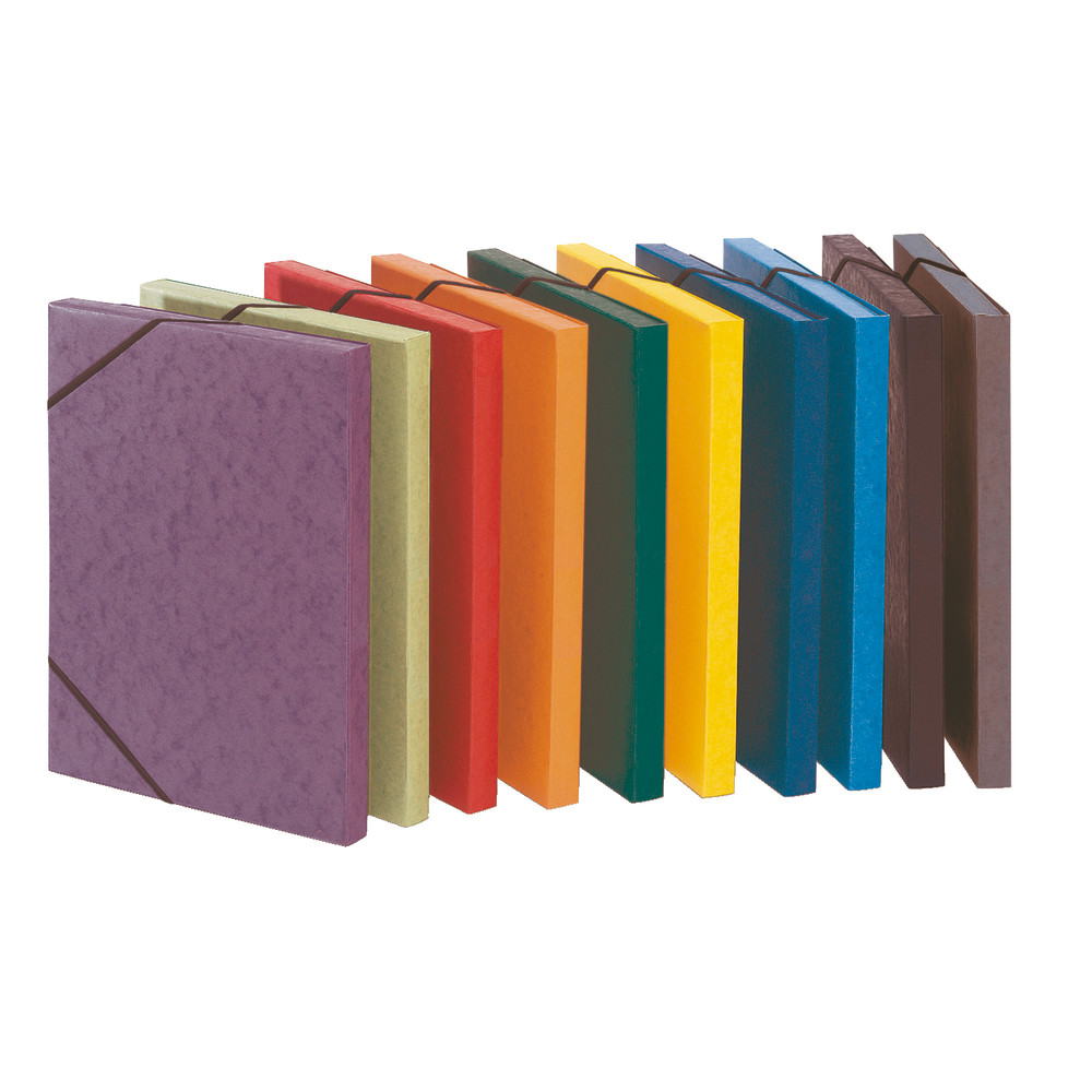 10 chemises 3 rabats à élastiques Raja, 24 x 32 cm, dos 2,5 cm, carte lustrée 5/10, sans étiquette,