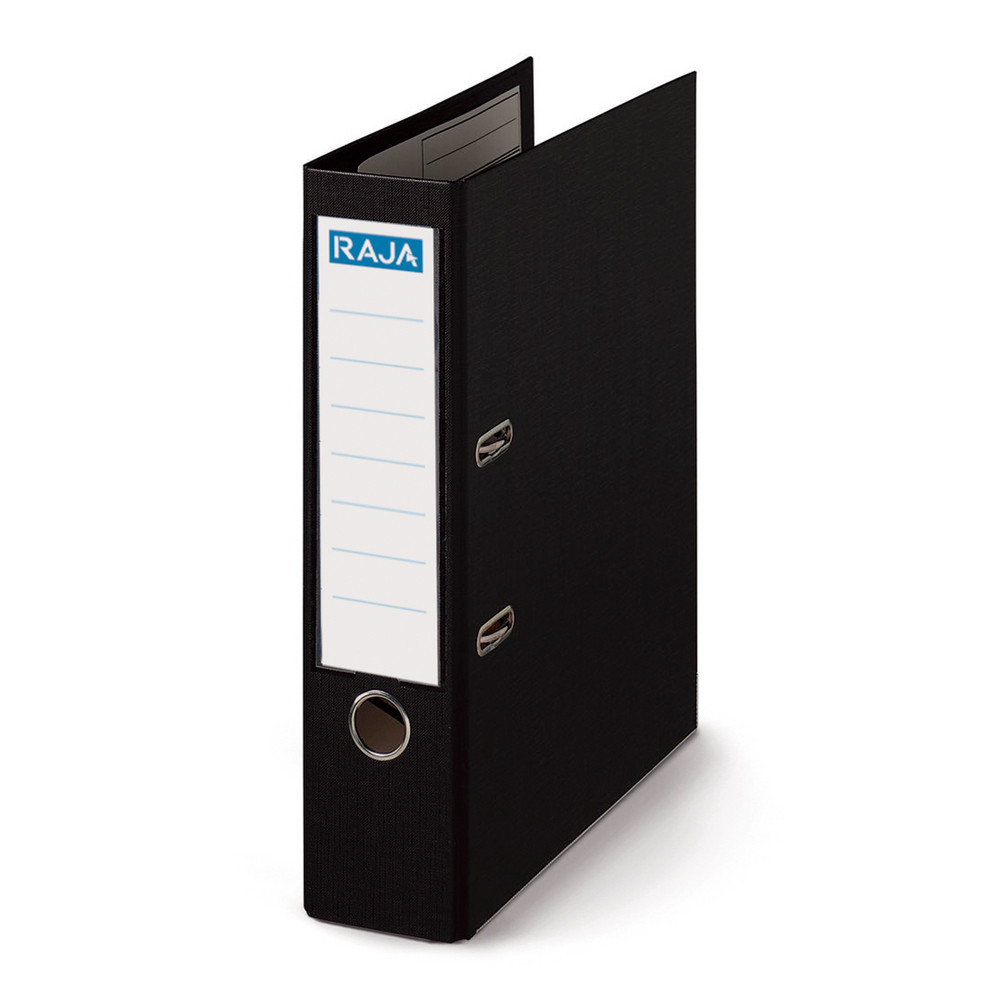 10 classeurs à levier Raja, 2 anneaux, dos 8 cm, coloris noir