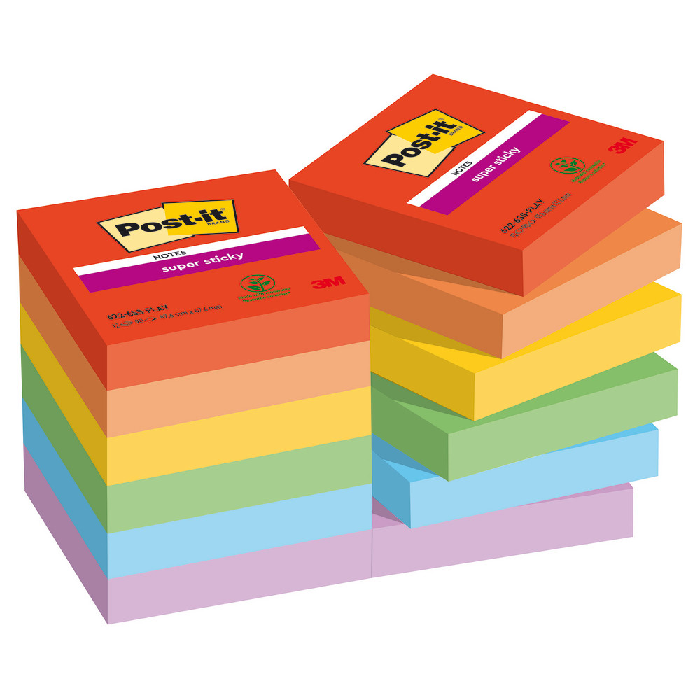 Notes repositionnables Collection Playful Post-it, 12 blocs 47,6 x 47,6 mm