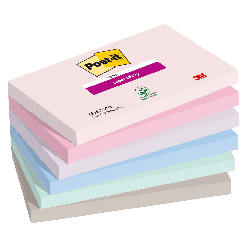 Notes repositionnables Collection Soulful Post-it, 12 blocs 76 x 127 mm