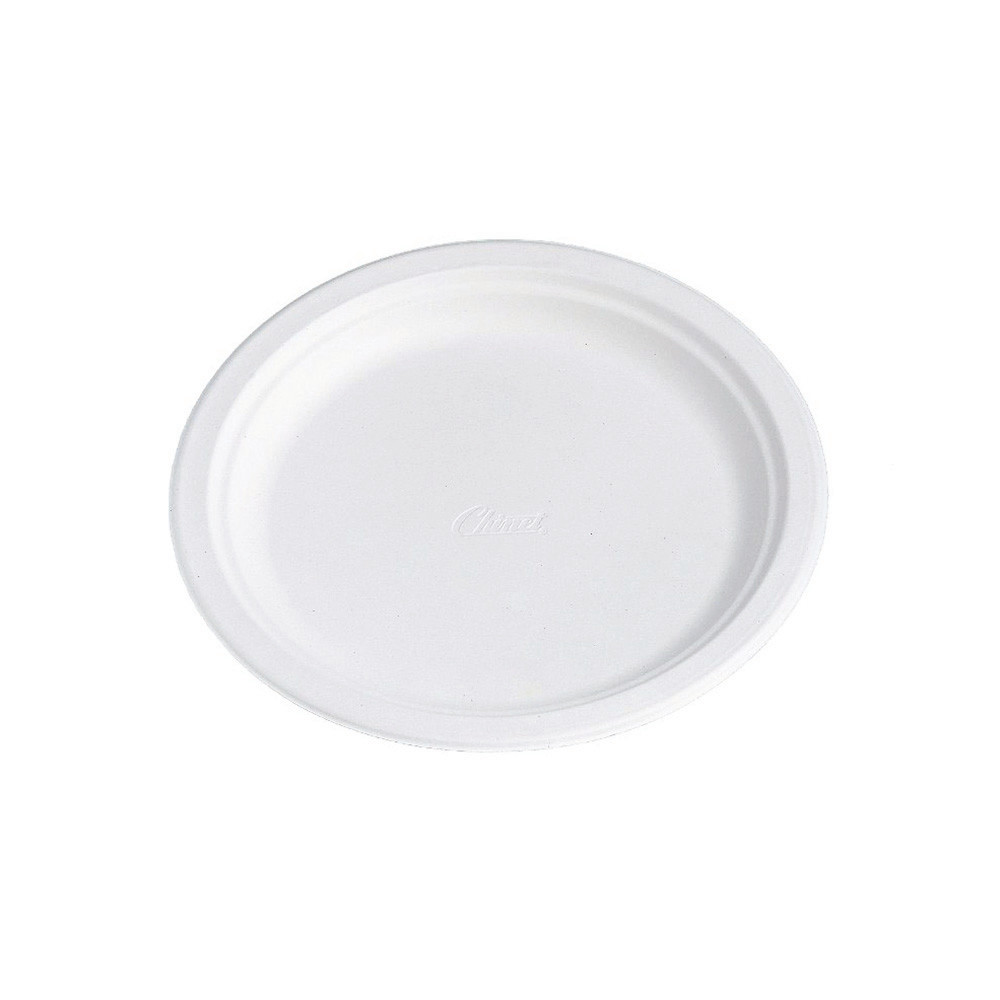 Assiettes en fibre moulée Ø 22,5 cm, lot de 50