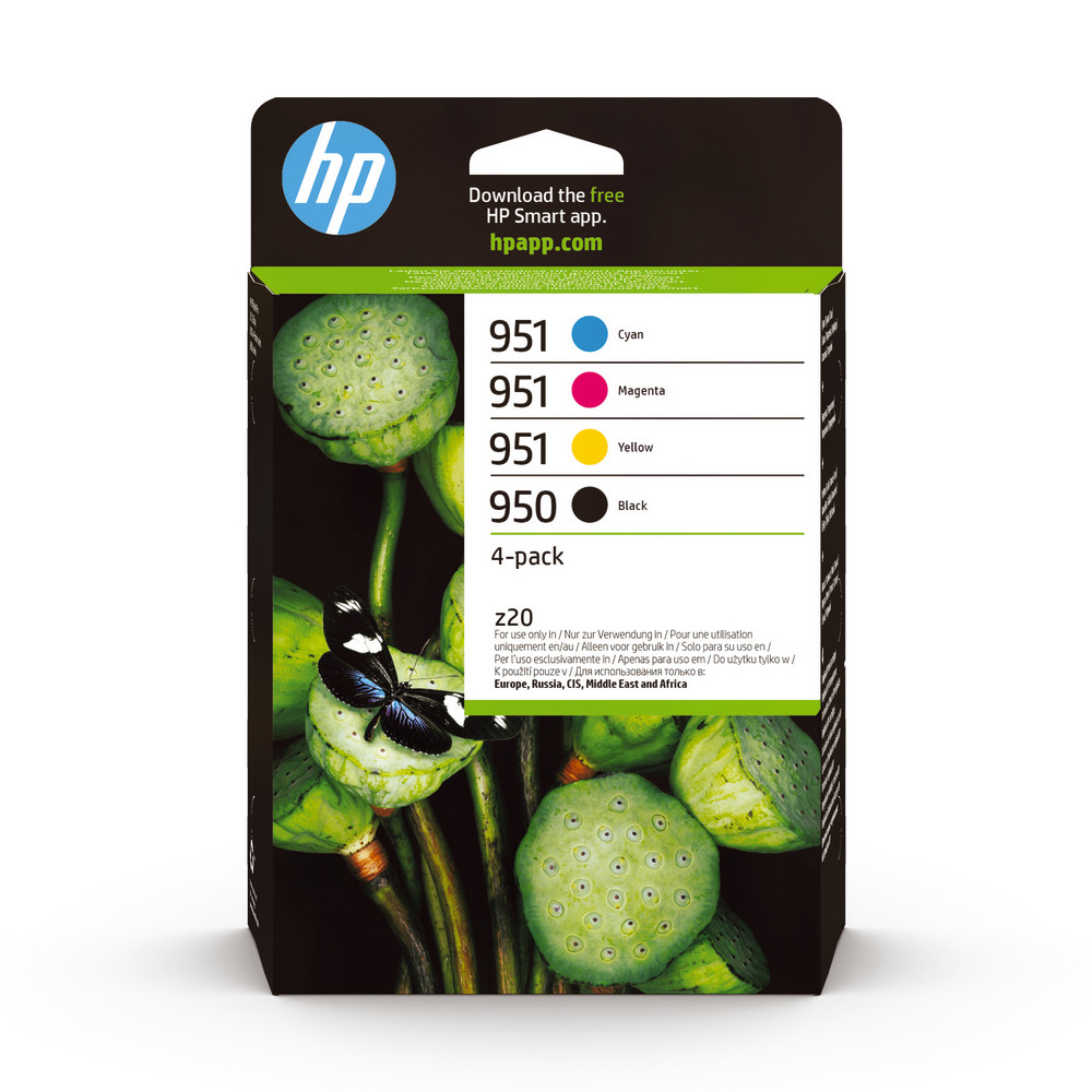Pack 4 cartouches d'encre noir et couleurs HP 950/951 pour imprimantes jet d'encre