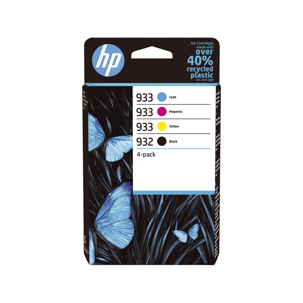 Pack 4 cartouches d'encre noir et couleurs HP 932 / 933 pour imprimantes jet d'encre