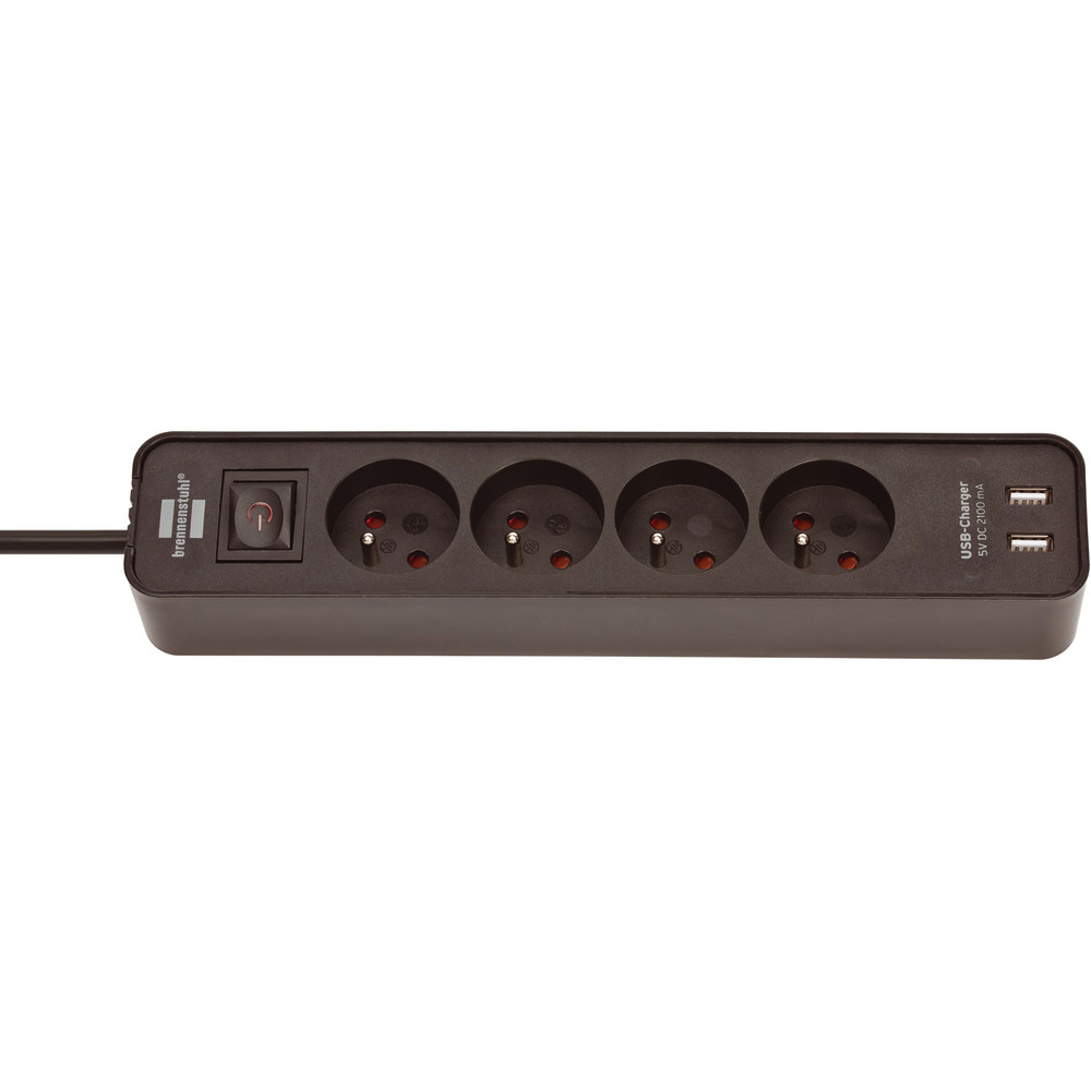 Multiprise Ecolor Brennenstuhl, 4 prises courant, 2 prises USB, coloris noir
