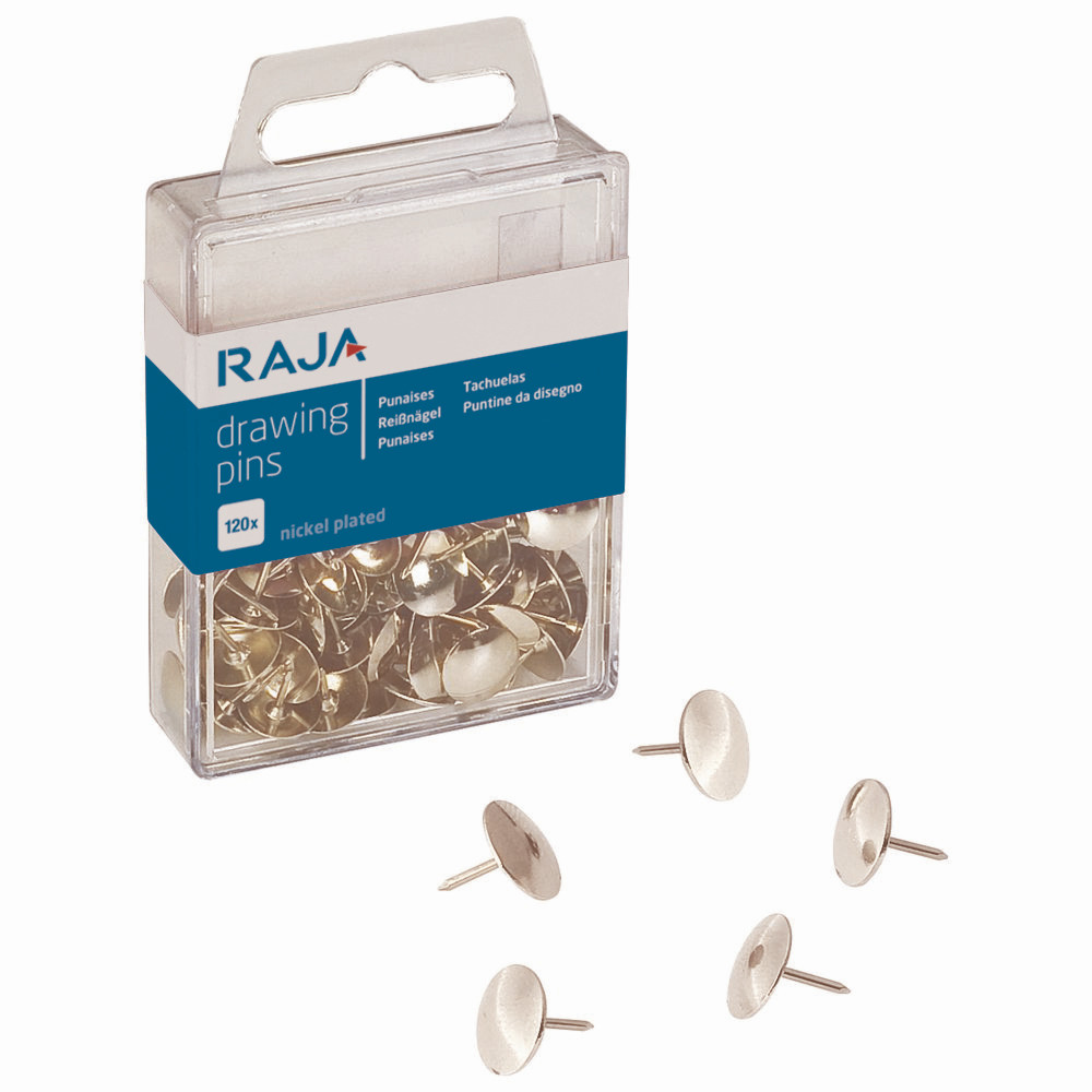 120 punaises Raja, diamètre 10 mm, coloris métal, la boite