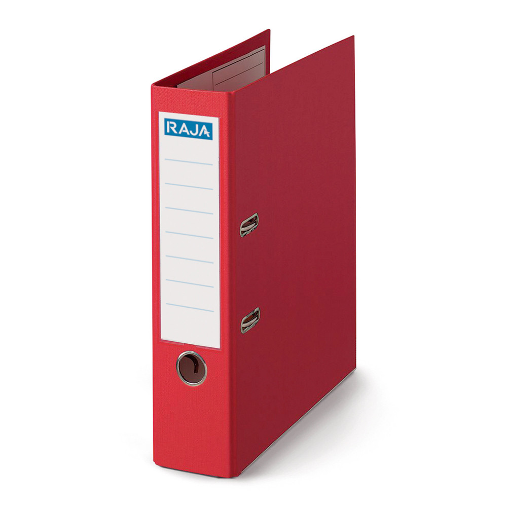 Classeur à levier Raja, 2 anneaux, dos 8 cm, certifié FSC, coloris rouge