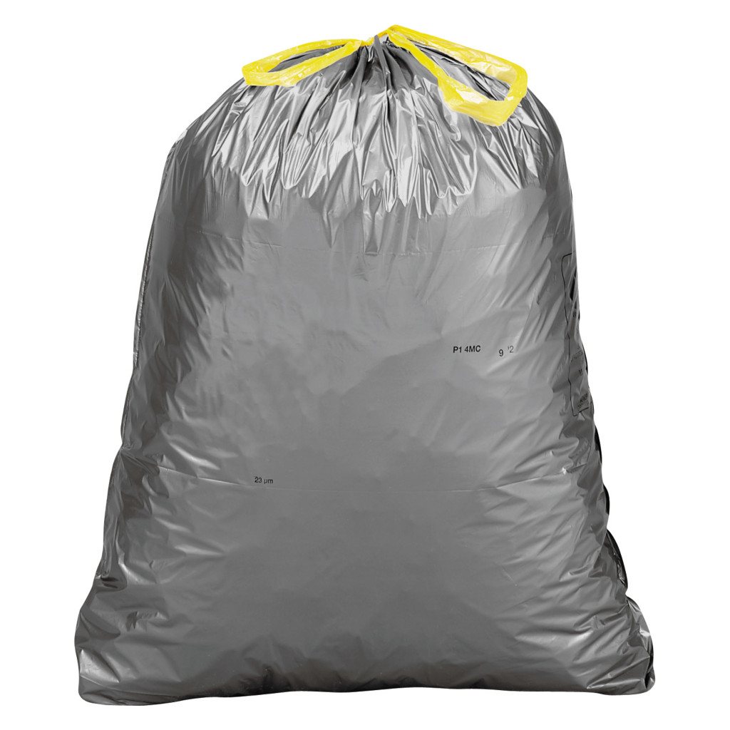Sac-poubelle déchets courant à liens coulissants gris anthracite