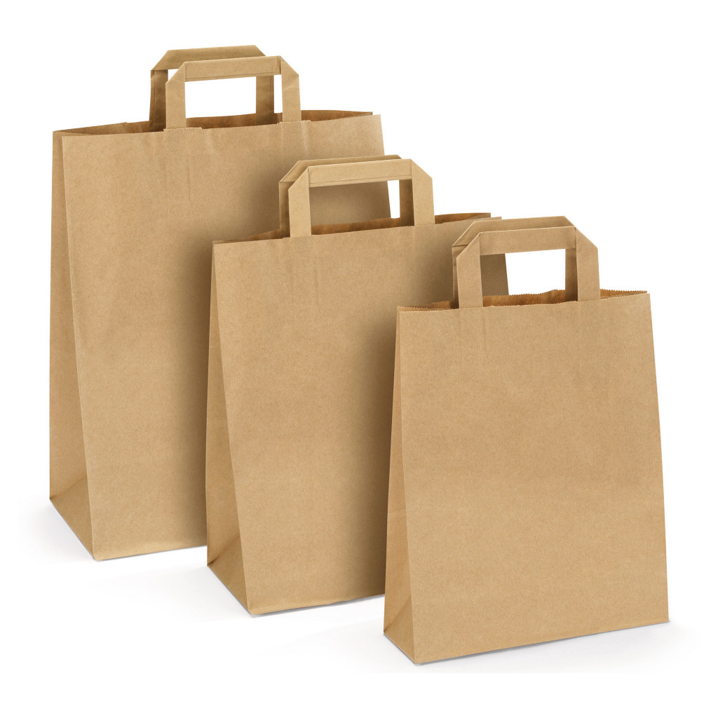 Sac kraft recyclé à poignées plate