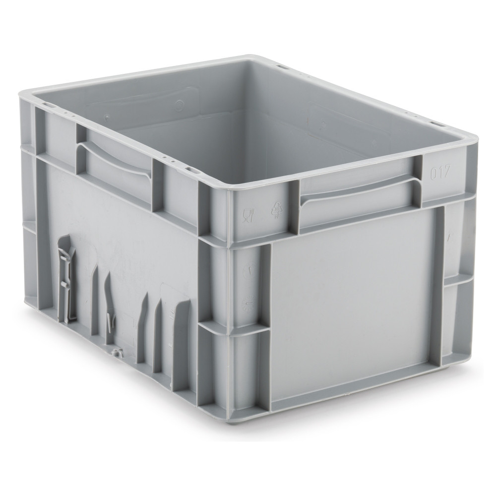 grey plastic storage bins