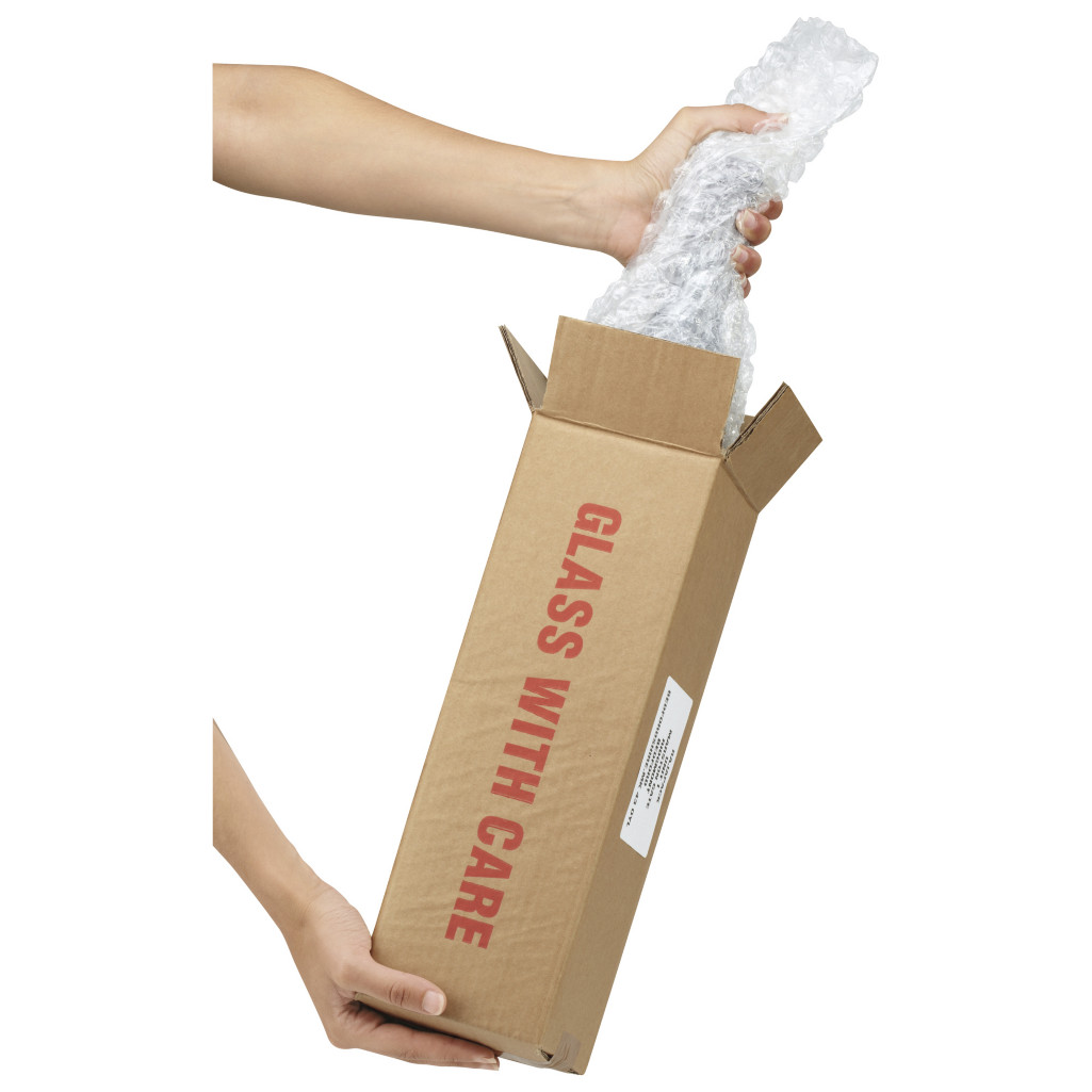 Bottle mailing box with bubble liner