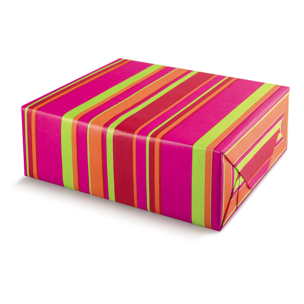 Carta regalo a righe colorate in rotolo