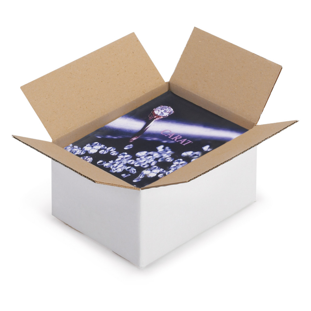 Weiße Wellpapp-Faltkartons RAJABOX, 1-wellig