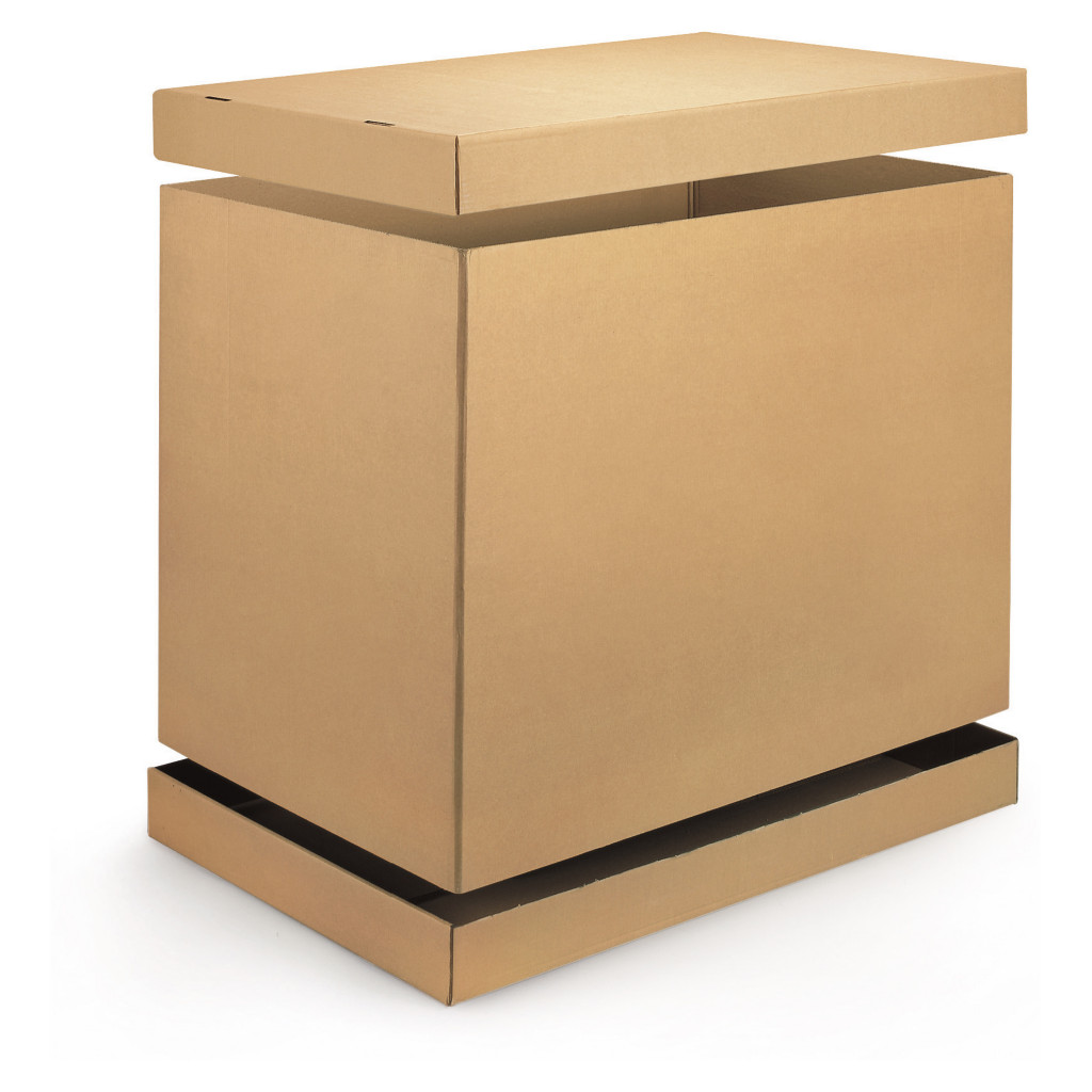 Brauner Wellpapp-Container mit separatem Boden und Deckel