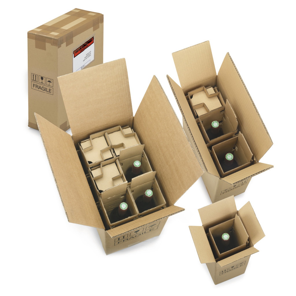 Caja con protección integrada para expedición de botellas