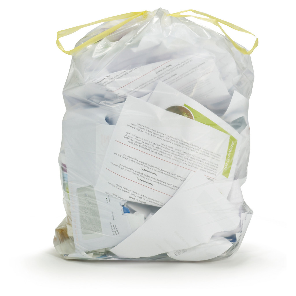 Sac-poubelle déchets courant à liens coulissants transparent