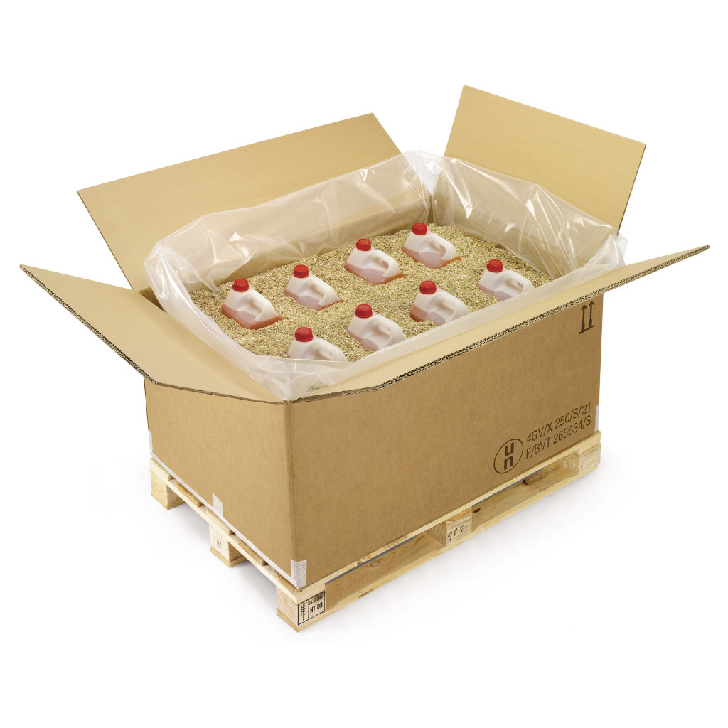 Caisse palettisable en carton, homologuée pour le transport des produits dangereux