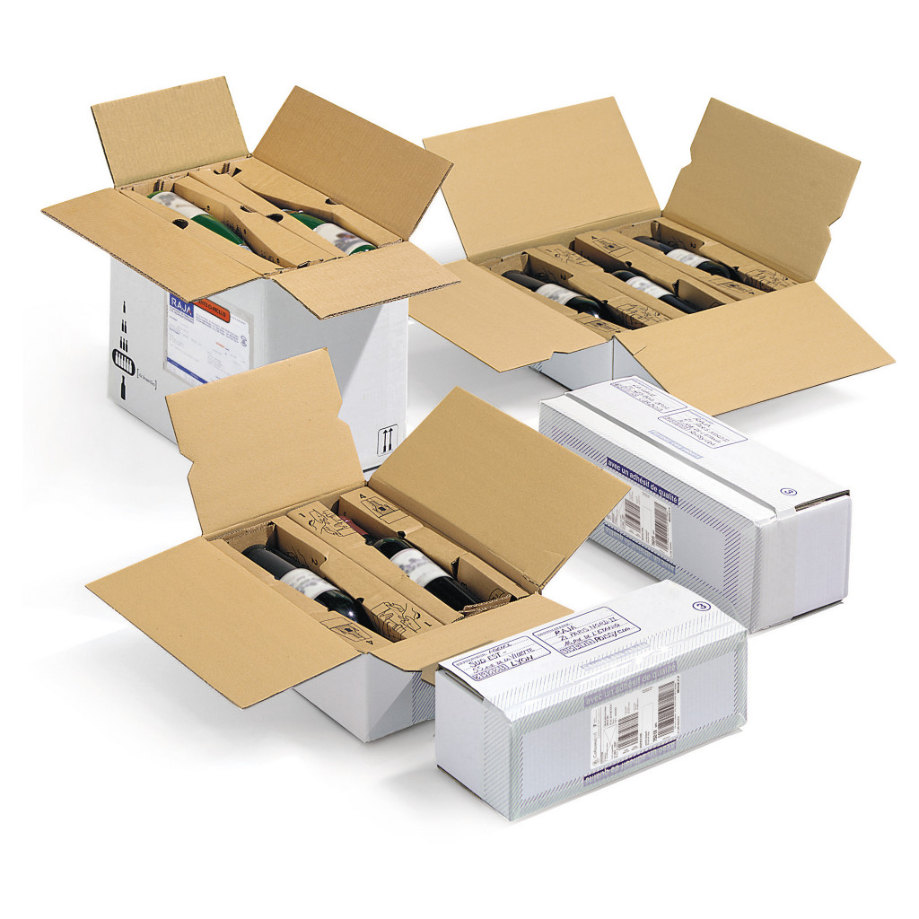Caisse carton pour bouteilles avec calage unitaire