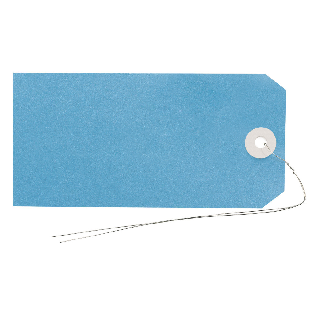 Coloured paper tags with a metal wire