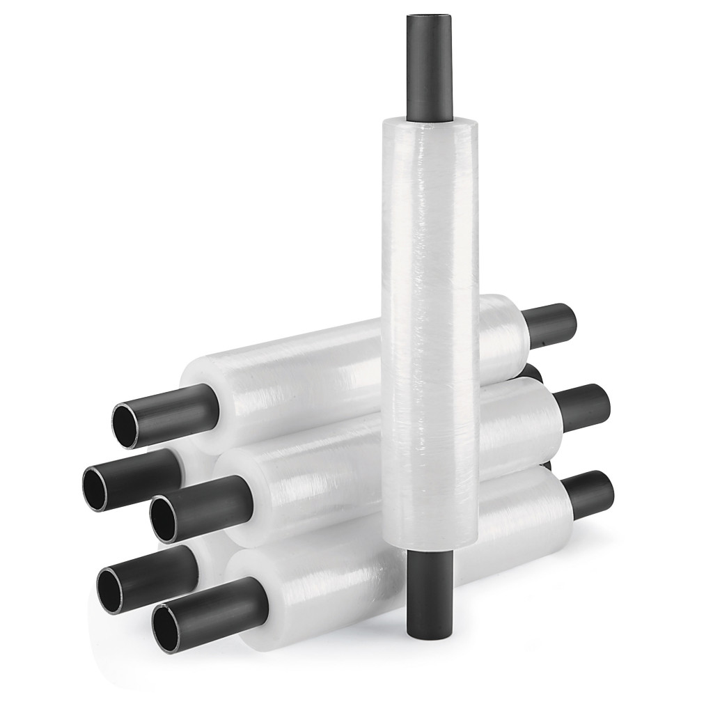 Extended plastic core cast stretch film