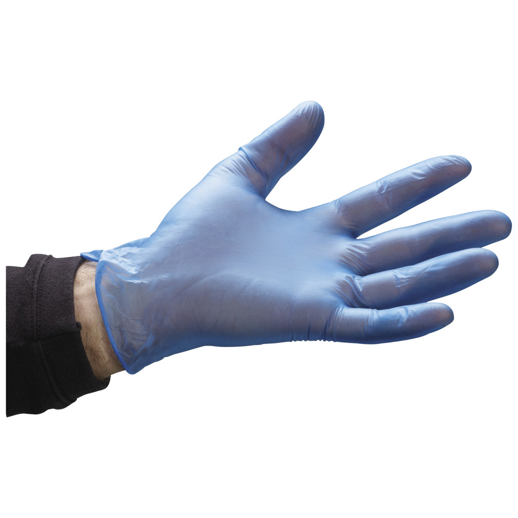 Blue disposible vinyl gloves