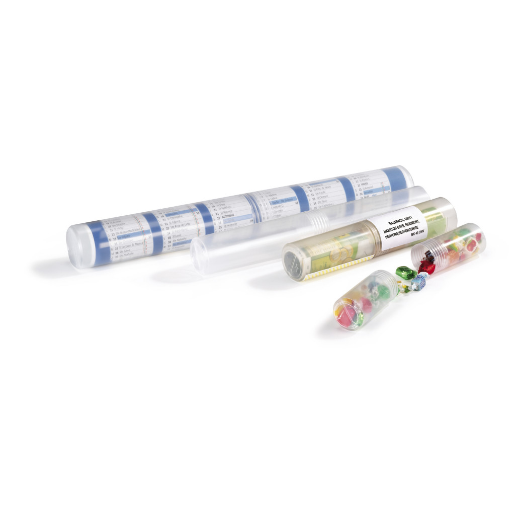 Clear plastic postal tubes