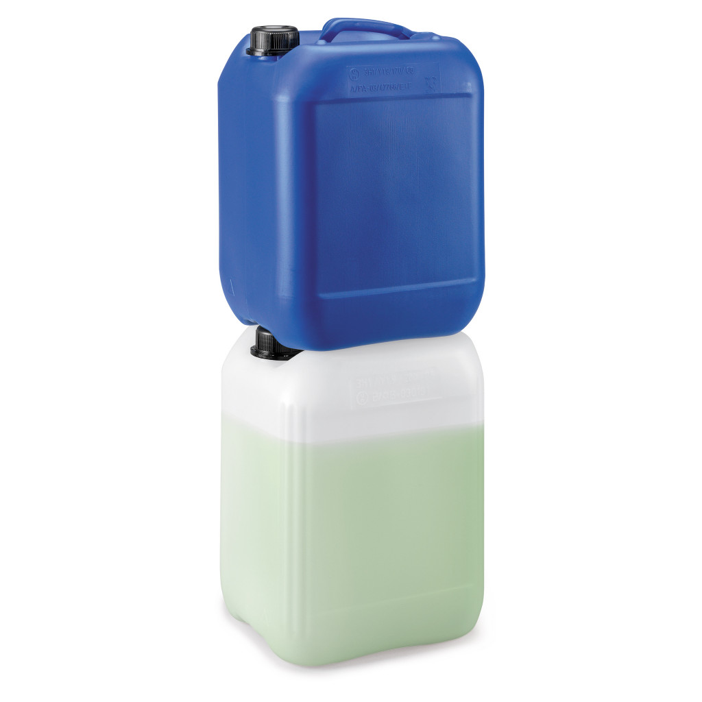 Jerrican plastique gerbable transparent et couleur