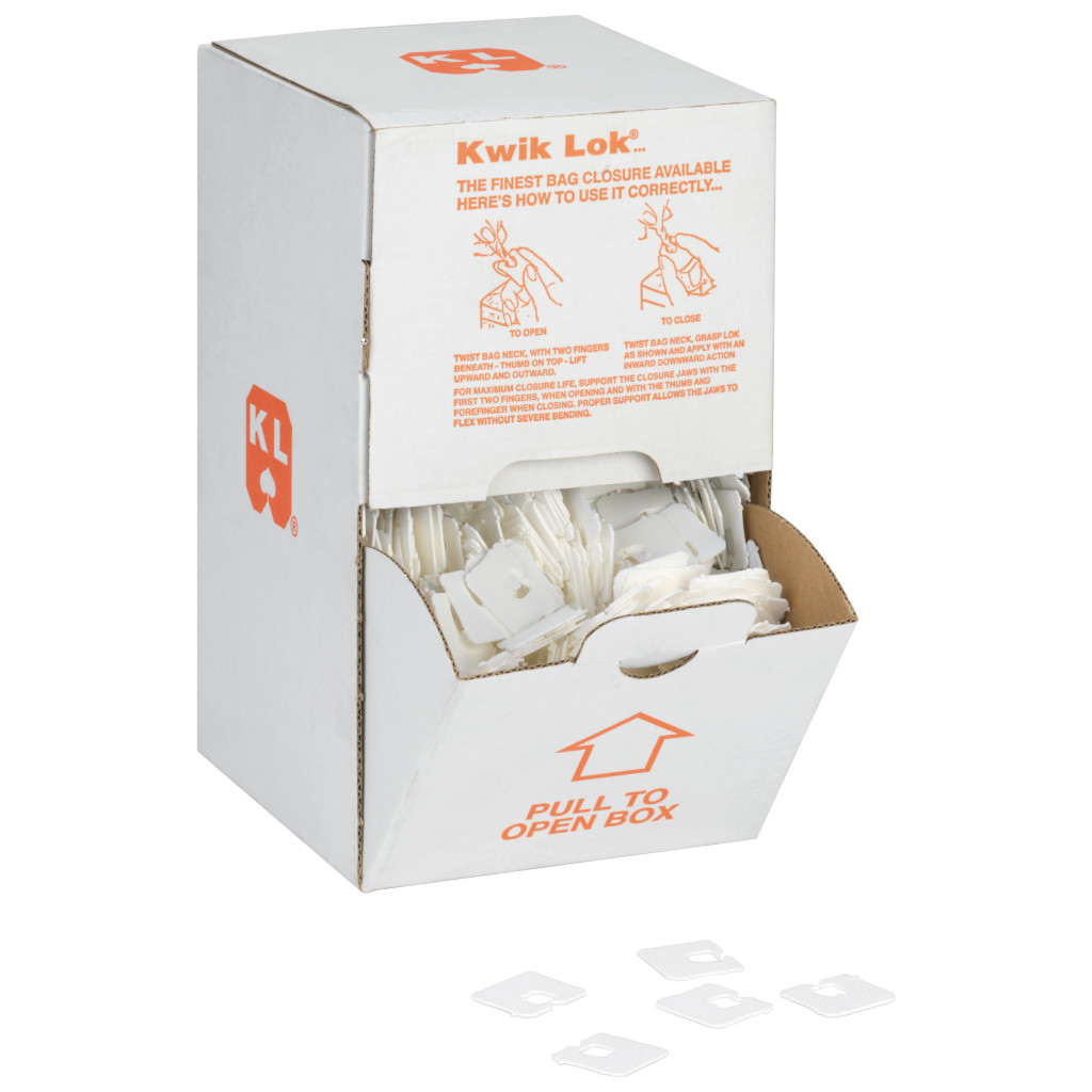 Boîte distributrice de 3000 clips de fermeture blancs